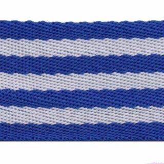 Tassenband 50 mm streep kobalt blauw/wit (ca. 5 m)