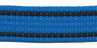 Tassenband 25 mm streep blauw/zwart EXTRA STEVIG (ca. 5 m)