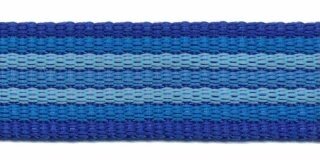 Tassenband 25 mm streep kobalt blauw/blauw/licht blauw EXTRA STEVIG (ca. 5 m)