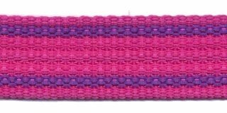 Tassenband 25 mm streep roze/paars EXTRA STEVIG (ca. 5 m)