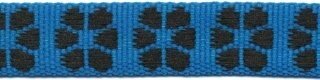 Tassenband 15 mm bloem blauw/zwart (ca. 5 m)