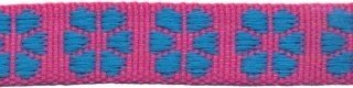 Tassenband 15 mm bloem roze/blauw (ca. 5 m)