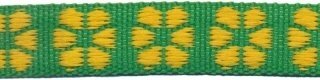 Tassenband 15 mm bloem groen/geel (ca. 5 m)