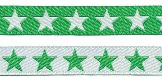 Groen sierband met witte sterren 2-zijdig 12 mm (ca. 22 m)