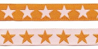 Oranje sierband met witte sterren 2-zijdig 12 mm (ca. 22 m)