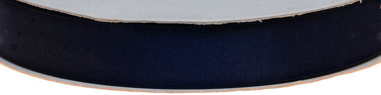 Donker blauw dubbelzijdig satijnband 15 mm (ca. 30 m)
