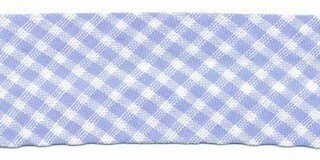 Blauw-wit geruit biaisband 25 mm (ca. 10 meter)