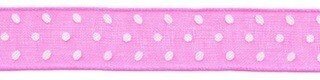 Knal roze met witte stippen organza lint 13 mm (ca. 45 m)