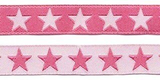 Roze sierband met witte sterren 2-zijdig 12 mm (ca. 22 m)