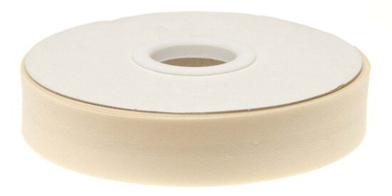 Creme gevouwen biaisband 20 mm (20 meter)
