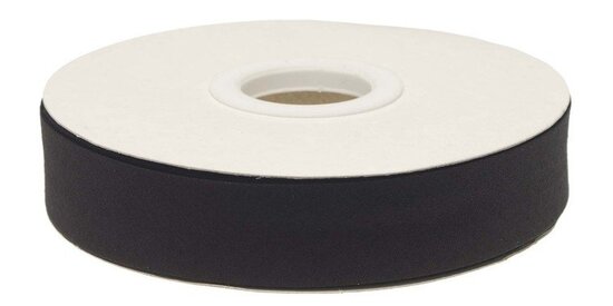 Zwart gevouwen biaisband 20 mm (20 meter)