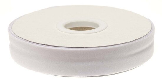 Wit gevouwen biaisband 20 mm (20 meter)