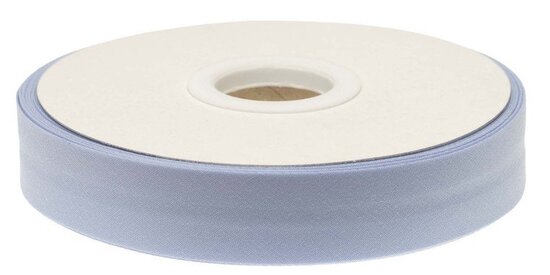 Licht blauw gevouwen biaisband 20 mm (20 meter)