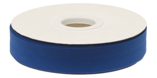 Kobalt blauw gevouwen biaisband 20 mm (20 meter)