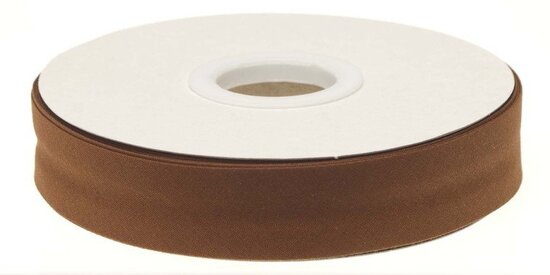 Bruin gevouwen biaisband 20 mm (20 meter)