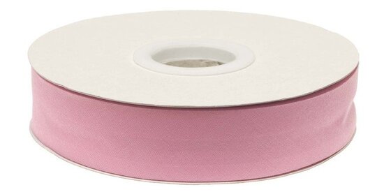Roze gevouwen biaisband 20 mm (20 meter)
