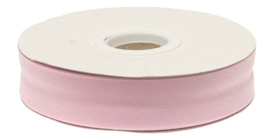 Licht roze gevouwen biaisband 20 mm (20 meter)