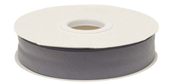 Grijs gevouwen biaisband 20 mm (20 meter)