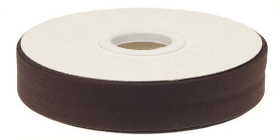 Donker bruin gevouwen biaisband 20 mm (20 meter)