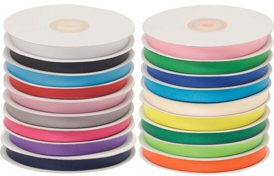 Set: 18 kleuren 10 mm satijnband (ca. 540 m)