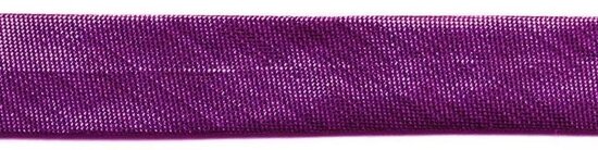 Fuchsia metallic gevouwen biaisband 13 mm (ca. 10 meter)