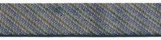 Zwart gestreept metallic gevouwen biaisband 13 mm (ca. 10 meter)