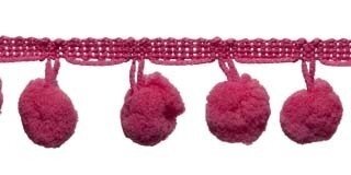 Pompom band fuchsia/meloenrood 20 mm (ca. 16 meter)