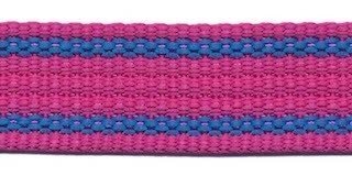 Tassenband 25 mm streep roze/blauw EXTRA STEVIG (ca. 5 m)