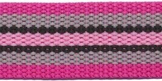 Tassenband 30 mm streep fuchsia/grijs/zwart/roze STEVIG (ca. 5 m)