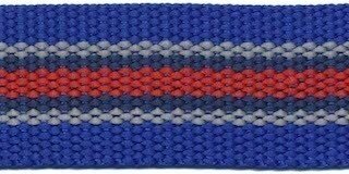 Tassenband 30 mm streep kobalt blauw/grijs/donker blauw/rood STEVIG (ca. 5 m)