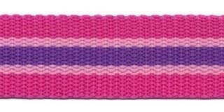 Tassenband 25 mm streep fuchsia/roze/paars STEVIG (ca. 5 m)