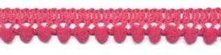 Mini pompomband fuchsia/meloenrood 10 mm (ca. 32 meter)