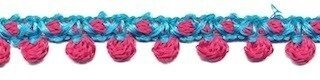 2-kleurig bolletjesband aqua-fuchsia 10 mm (ca. 16 meter)