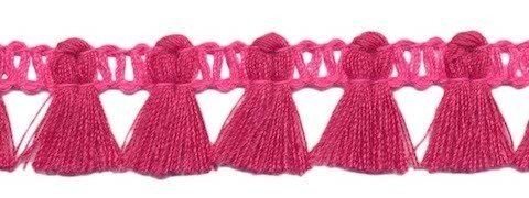 Band met kwastjes knalroze-fuchsia 15 mm (ca. 16 meter)
