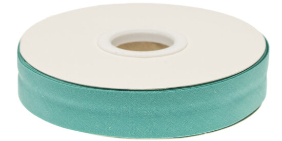 Appelblauwzeegroen gevouwen biaisband 20 mm (20 meter)