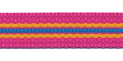 Tassenband 20 mm streep fuchsia/geel/blauw (ca. 5 m)