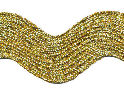 Goudkleurig zig-zag band 25 mm (ca. 16 meter)