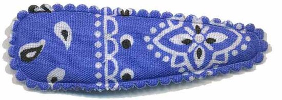 Haarknip met haarkniphoesje blauw paisley 5 cm 