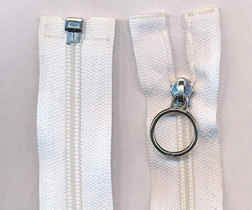 Deelbare rits wit 52,5 cm