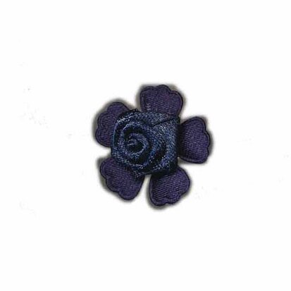 Roosje satijn op bloem donker blauw 20 mm (5 stuks)