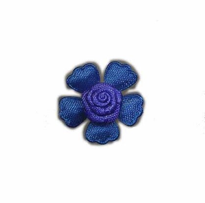 Roosje satijn op bloem kobalt blauw 20 mm (5 stuks)