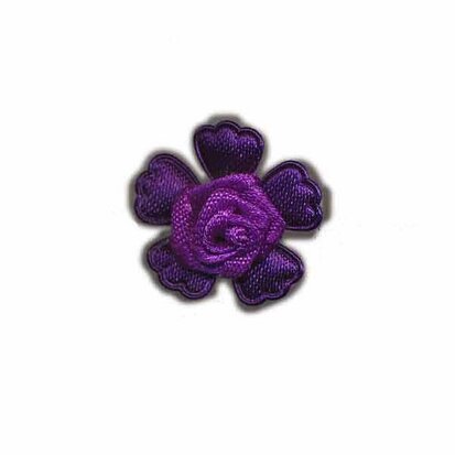 Roosje satijn op bloem paars 20 mm (5 stuks) 