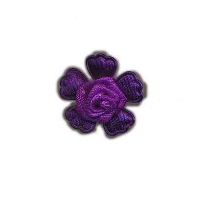 Roosje satijn op bloem paars 20 mm (5 stuks)