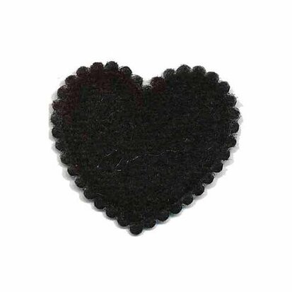 Applicatie hart met pailletten zwart middel 35 x 30 mm (10 stuks)