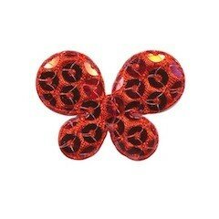 Applicatie vlinder met pailletten rood 35 x 25 mm (10 stuks)