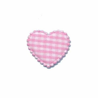 Applicatie ruitjes hart roze klein 25 x 20 mm (ca. 25 stuks)