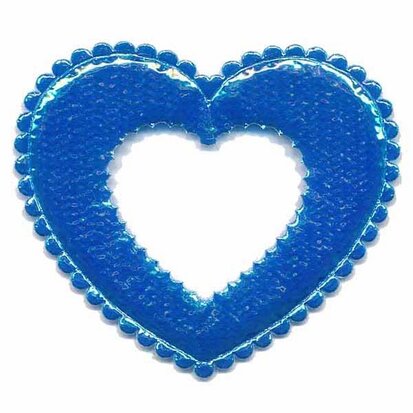 Applicatie glim open hart blauw groot 45 x40 mm (ca. 25 stuks)