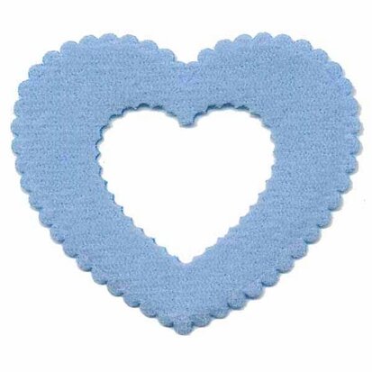 Applicatie glim open hart blauw groot 45 x40 mm (ca. 25 stuks)