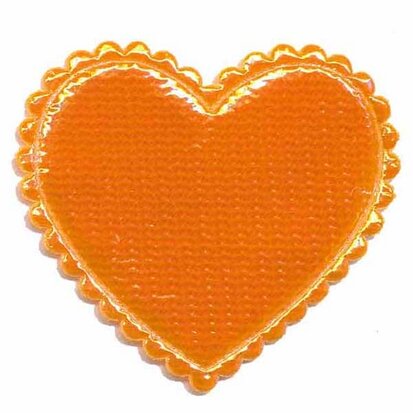 Applicatie glim hart oranje groot 45 x 45 mm (ca. 25 stuks)