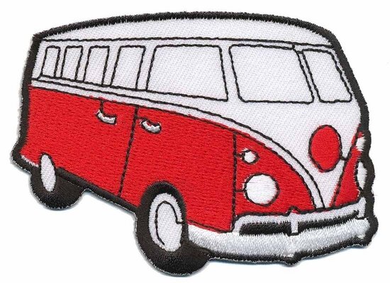 Opstrijkbare applicatie 'VW bus' rood (5 stuks)